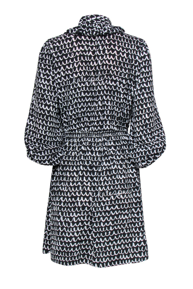 Current Boutique-Kate Spade - Black & White Wavy Print Fit & Flare Dress Sz M
