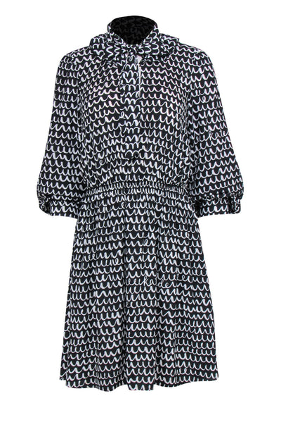 Current Boutique-Kate Spade - Black & White Wavy Print Fit & Flare Dress Sz M