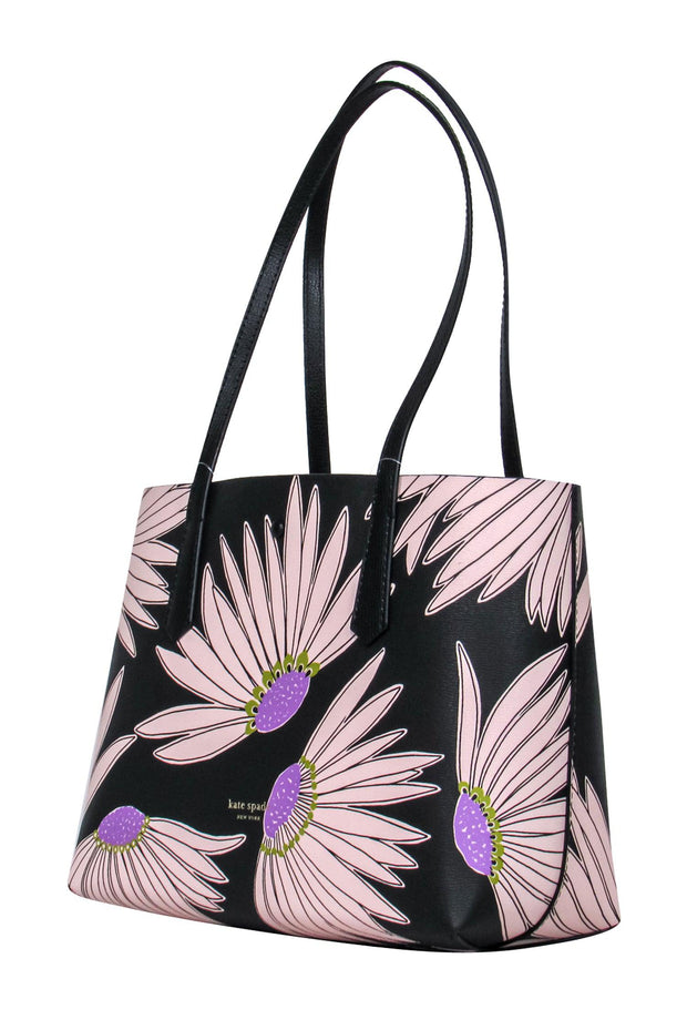 Kate Spade – Black w/ Blush & Purple Floral Design Medium Tote – Current  Boutique