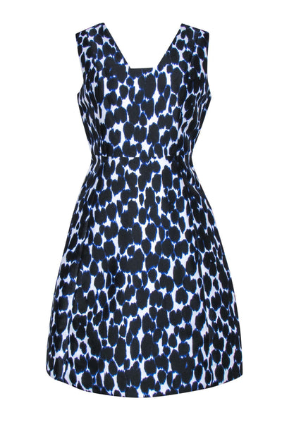 Current Boutique-Kate Spade - Blue & Black Leopard Print Sleeveless Fit & Flare Dress Sz 10