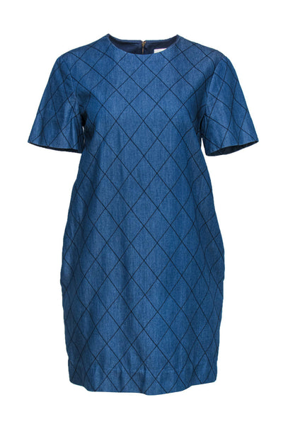 Current Boutique-Kate Spade - Blue Chambray Shift Dress w/ Quilted Stitching Sz 4