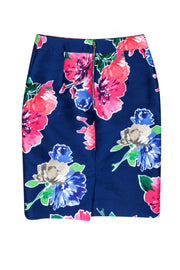 Current Boutique-Kate Spade - Blue Floral Print Pencil Skirt Sz 4