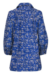 Current Boutique-Kate Spade - Blue Print Puff Sleeve Zippered Jacket Sz 4