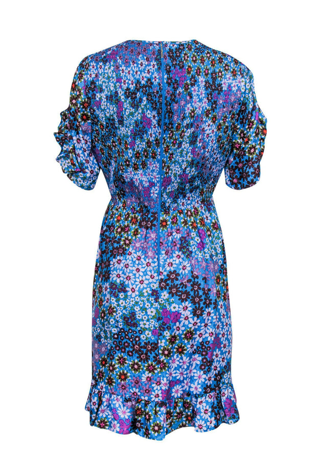 Current Boutique-Kate Spade - Blue & Purple Floral Print Sheath Dress w/ Ruffles Sz 8