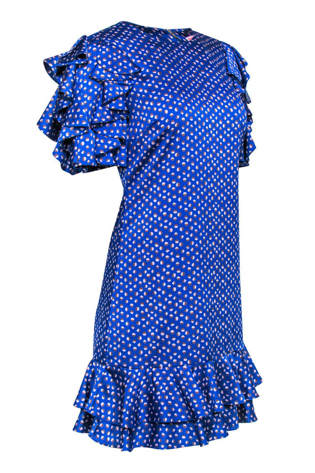 Current Boutique-Kate Spade - Blue Speckled Ruffle Sleeve Shift Dress Sz 0
