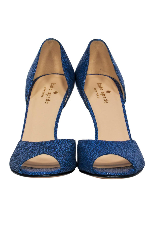 Current Boutique-Kate Spade - Blue Speckled Textured Open Toe Heels Sz 8