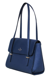 Current Boutique-Kate Spade - Blue Textured Leather Flap Shoulder Bag