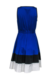 Current Boutique-Kate Spade - Blue, White & Black Colorblocked A-Line Dress Sz 8