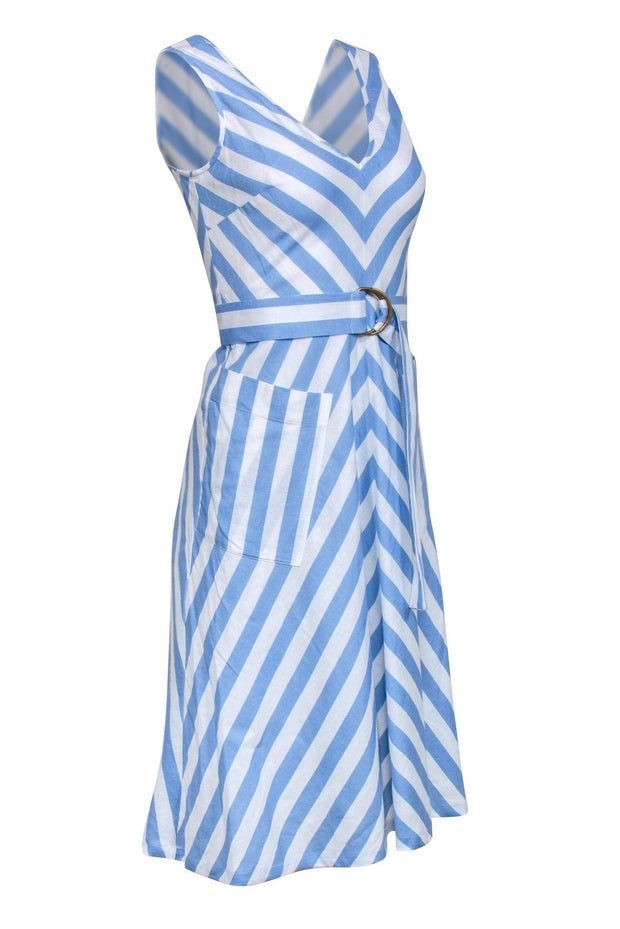 Current Boutique-Kate Spade - Blue & White Stripe Sleeveless Waist Sash Dress Sz 2