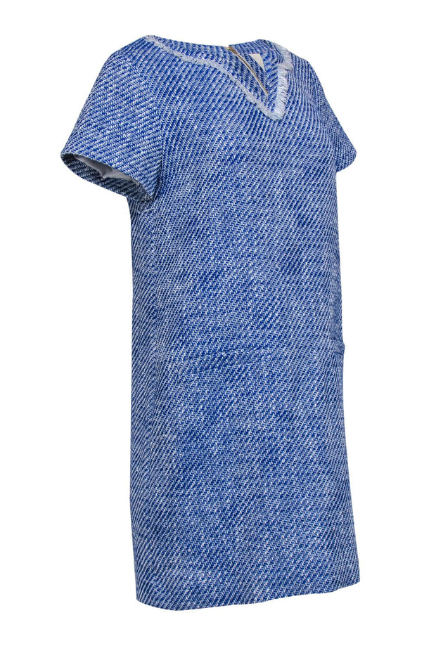 Current Boutique-Kate Spade - Blue & White Tweed Short Sleeve Shift Dress Sz 6