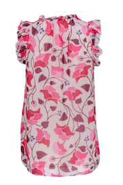 Current Boutique-Kate Spade - Blush & Pink Large Floral Print Ruffle Silk Tank Sz XS