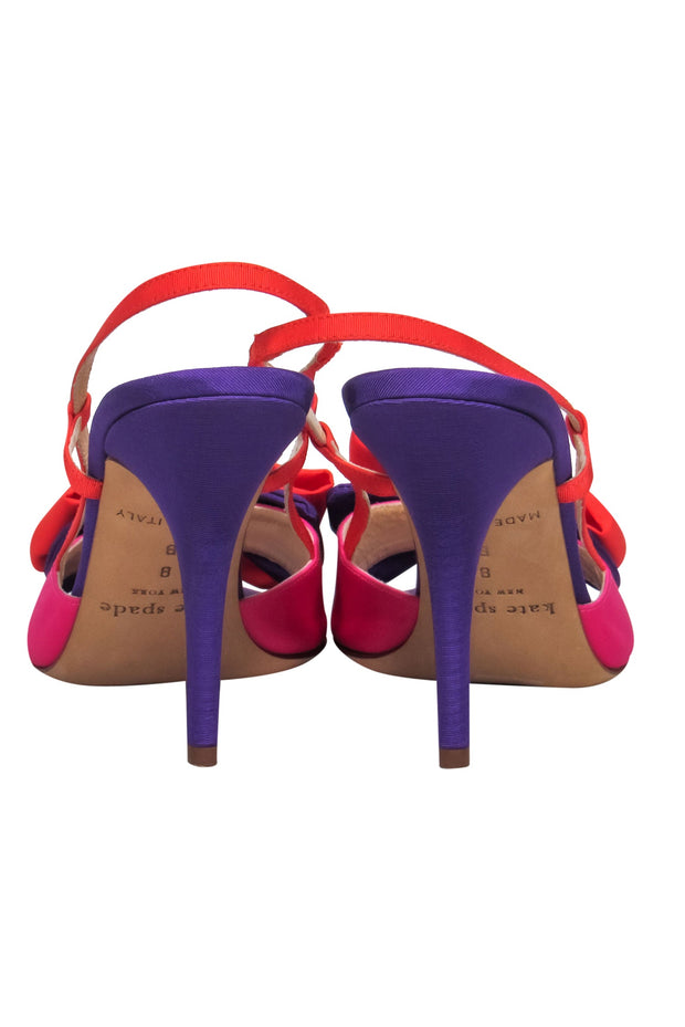 Current Boutique-Kate Spade - Bright Pink, Orange & Purple Slingback Pumps w/ Bows Sz 8