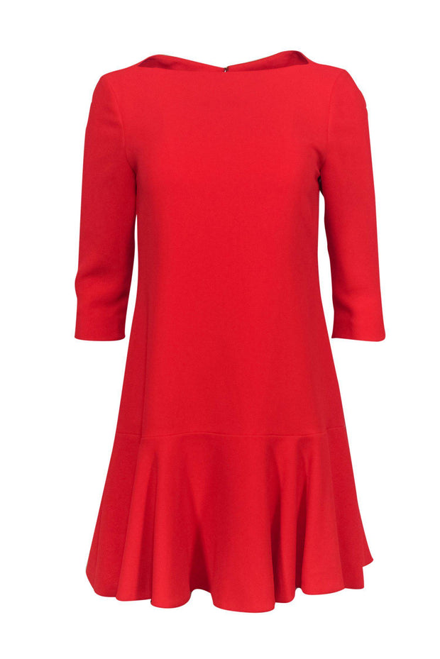 Current Boutique-Kate Spade - Bright Red Boat Neck Dress w/ Ruffle Hem Sz S