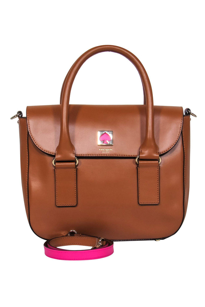 Kate Spade brown leather structured selling satchel crossbody