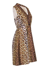 Current Boutique-Kate Spade - Brown, Tan & Cream Leopard Print Silk Fit & Flare Dress Sz 6