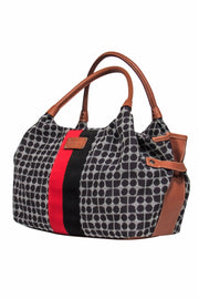 Current Boutique-Kate Spade - Brown & White Tote Bag w/ Red Stripe