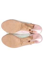 Current Boutique-Kate Spade - Champagne Iridescent Glitter Slingback Peep-Toe Pumps w/ Bow Sz 7