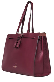 Current Boutique-Kate Spade - Cherrywood Leather Double Handle Tote Bag w/ Bow