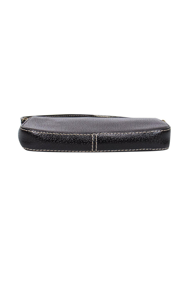 Current Boutique-Kate Spade - Chocolate Pebbled Leather Mini Handbag w/ White Stitching