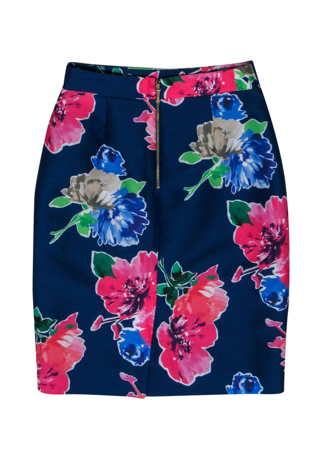 Current Boutique-Kate Spade - Cobalt Blue Floral "Marit" Pencil Skirt Sz 4