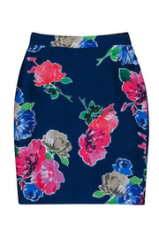 Current Boutique-Kate Spade - Cobalt Blue Floral "Marit" Pencil Skirt Sz 4