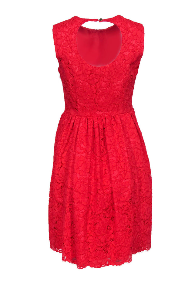 Current Boutique-Kate Spade - Coral Floral Lace Sleeveless Fit & Flare Dress Sz S
