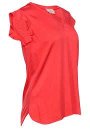 Current Boutique-Kate Spade - Coral Ruffled Cap Sleeve Blouse Sz XS