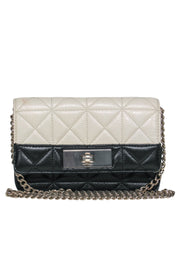 Current Boutique-Kate Spade - Cream & Black Quilted Two-Toned Fold-Over Gold Chain Crossbody