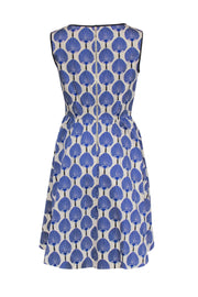 Current Boutique-Kate Spade - Cream & Blue Fan Print Sleeveless Dress Sz 8