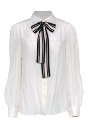 Current Boutique-Kate Spade - Cream Silk Semi-Sheer Button-Front Blouse Sz L