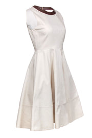 Current Boutique-Kate Spade - Cream Sleeveless A-Line w/ Brown Leather Neckline Sz 4