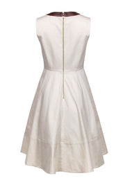 Current Boutique-Kate Spade - Cream Sleeveless A-Line w/ Brown Leather Neckline Sz 4