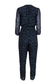 Current Boutique-Kate Spade - Dark Blue & Black Leopard Print Metallic Jumpsuit Sz 4