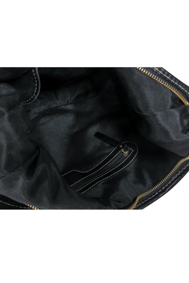 Current Boutique-Kate Spade - Dark Brown Patterned Canvas & Leather Hobo Bag