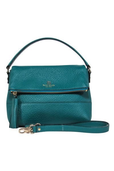 Current Boutique-Kate Spade - Emerald Green Pebbled Leather Convertible Handbag w/ Tassel