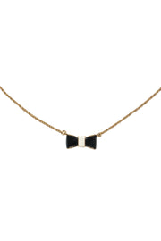 Current Boutique-Kate Spade - Gold, Black & White "Take a Bow" Statement Necklace