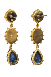 Current Boutique-Kate Spade - Gold, Blue & Green Jeweled Drop Earrings