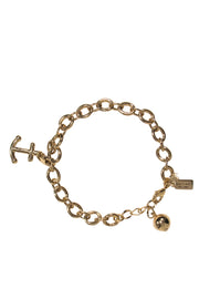 NWT Kate Spade Jewelry Gold tone Wishes Clover lucky Chain Heart Charm  Bracelet