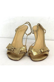Current Boutique-Kate Spade - Gold Fish Scale Print Leather Bow Heels Sz 10