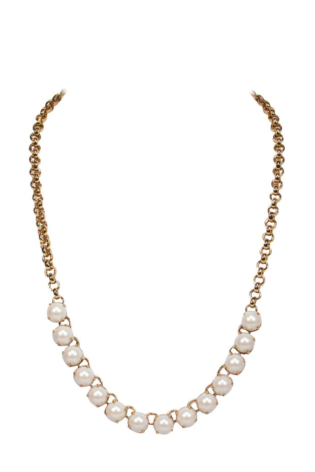 Current Boutique-Kate Spade - Gold-Toned Faux Pearl Chain Necklace