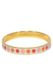 Current Boutique-Kate Spade - Gold, White & Pink Polka Dot "Make Your Mark" Engraved Bangle