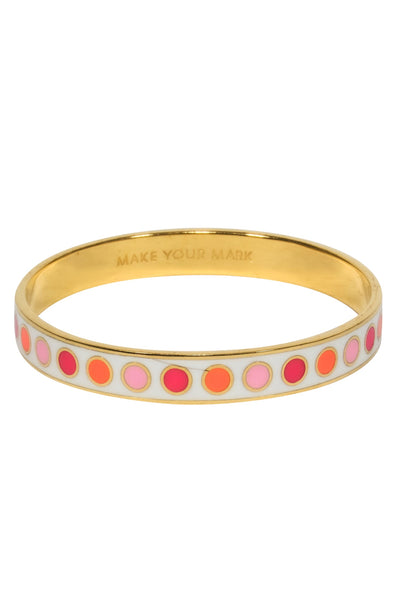 Current Boutique-Kate Spade - Gold, White & Pink Polka Dot "Make Your Mark" Engraved Bangle