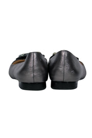 Current Boutique-Kate Spade - Gunmetal Leather Flats w/ Bows & Rhinestones Sz 9