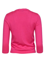Current Boutique-Kate Spade - Hot Pink Button-Up Cropped Sleeve Knit Cardigan w/ Bow on Back Sz S