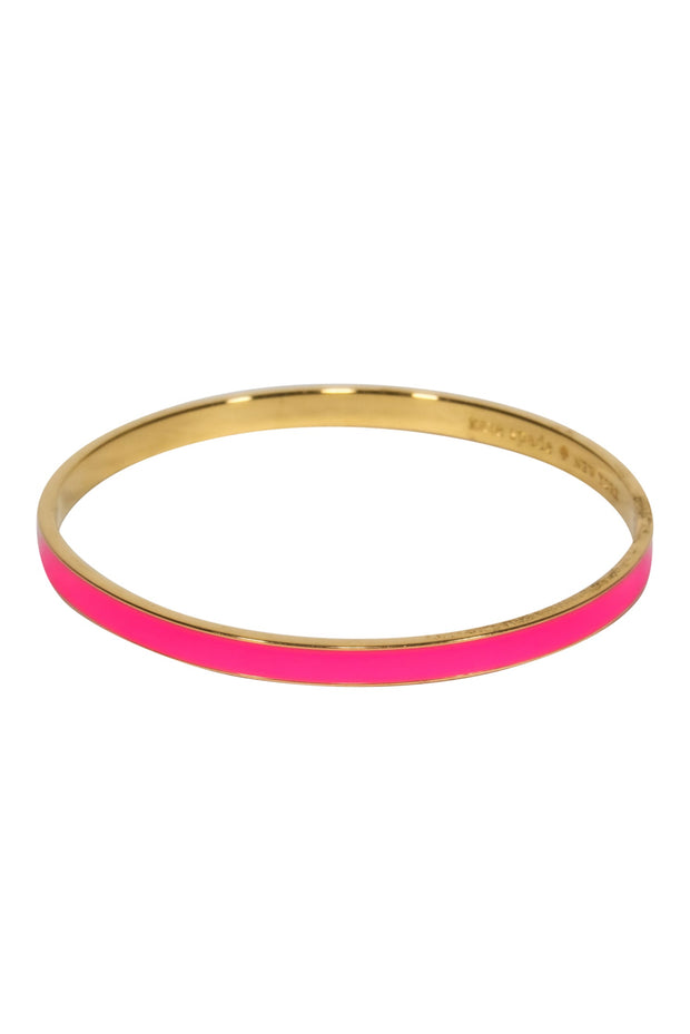 Current Boutique-Kate Spade - Hot Pink & Gold “Hot to Trot” Engraved Bangle