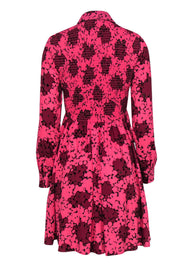 Current Boutique-Kate Spade - Hot Pink & Maroon Abstract Print Button-Up Fit & Flare Dress Sz 2