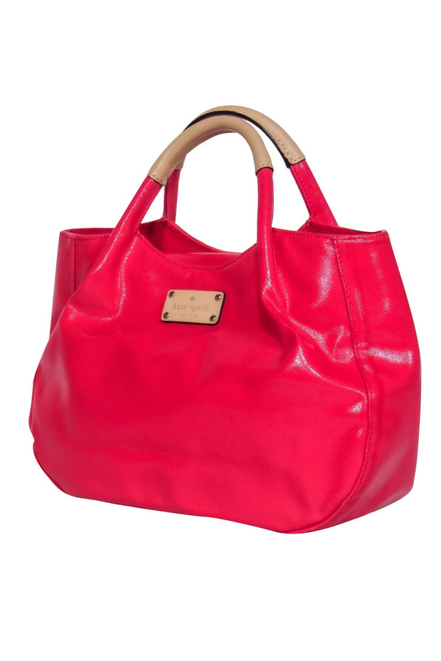 Current Boutique-Kate Spade - Hot Pink Patent Leather Round Handbag w/ Leather Trim
