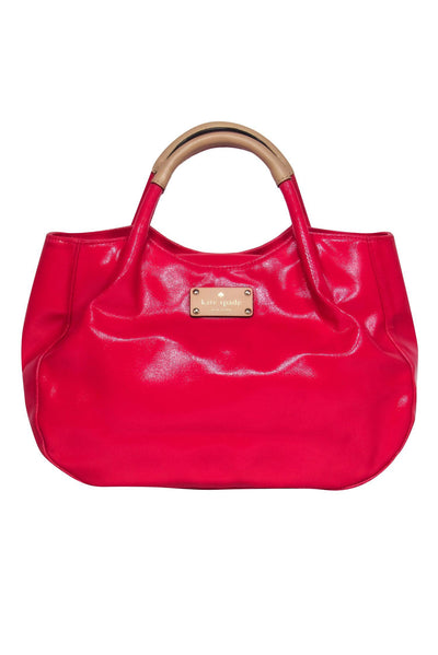 Current Boutique-Kate Spade - Hot Pink Patent Leather Round Handbag w/ Leather Trim