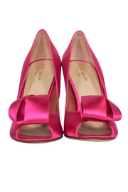 Current Boutique-Kate Spade - Hot Pink Satin Peep Toe Pumps w/ Applique Sz 7