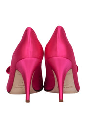 Current Boutique-Kate Spade - Hot Pink Satin Peep Toe Pumps w/ Applique Sz 7